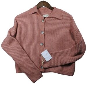 Jessica Simpson‎ Womens XS Pink Knit Cardigan Button Front Collar